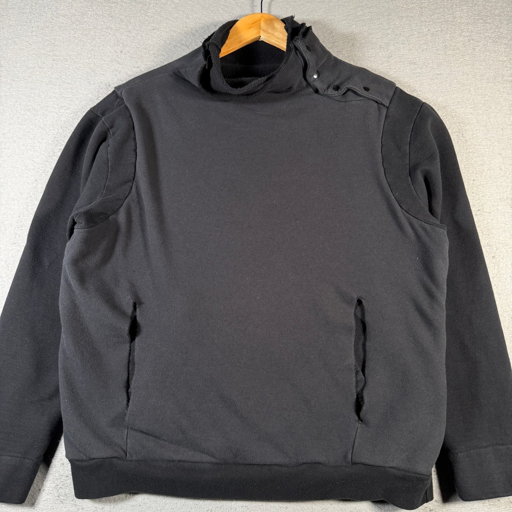 Drifter Black Contrast Sleeve‎ Mock Neck Pullover Sweatshirt Womens XL Heavy